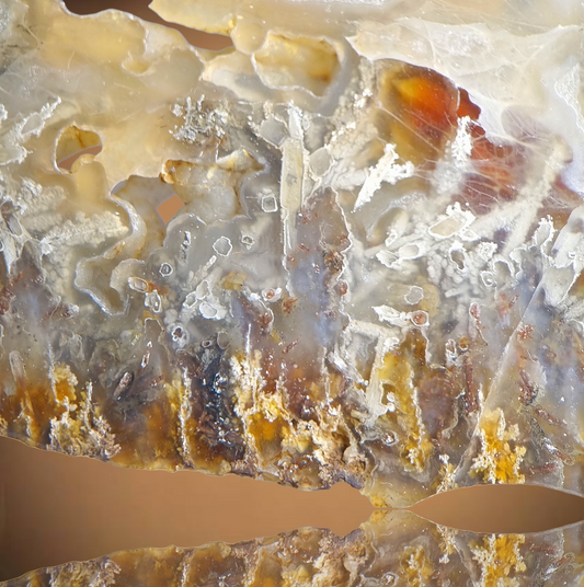 Gediegen Arsen, Realgar und Auripigment in Achat – Trent, Oregon