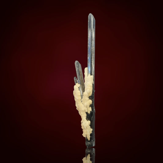 Stibnite, Calcite - Xikuangshan, China
