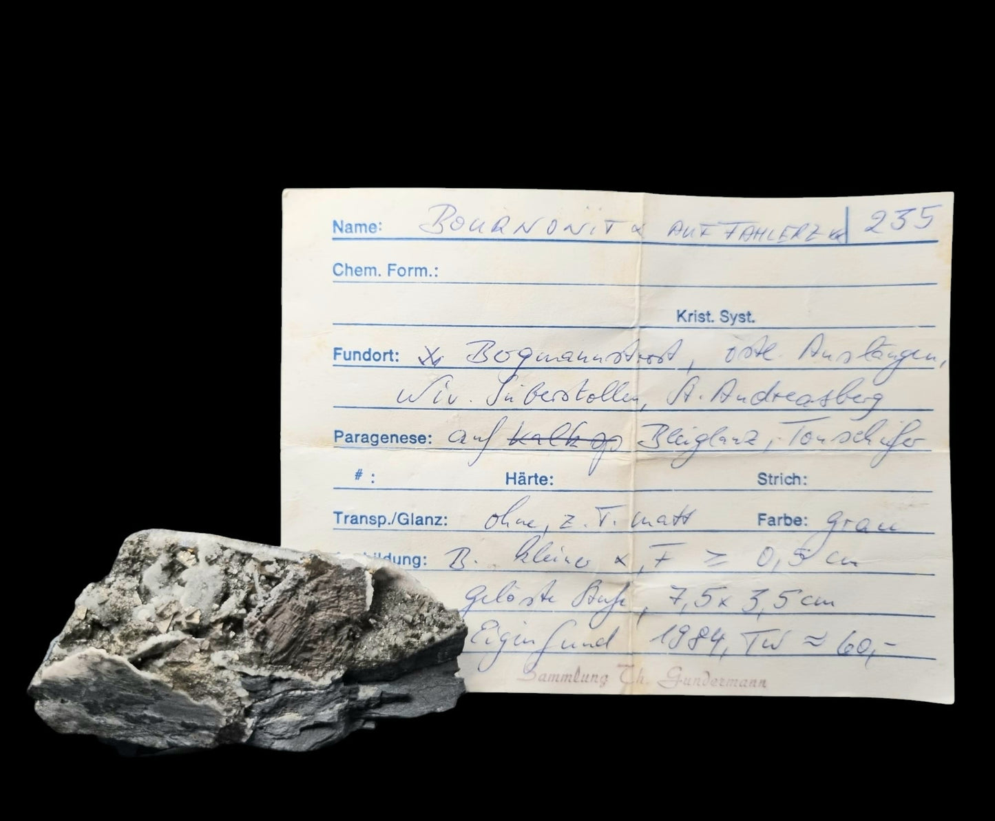 Bournonit/e & Tetraedrit/Tetrahedrite - Bergmannstrost, St. Andreasberg