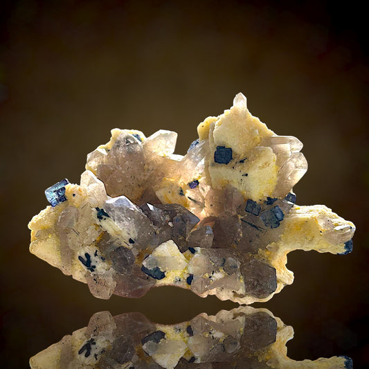 Fluorite on Microcline, Smoky Quartz - Erongo, Namibia