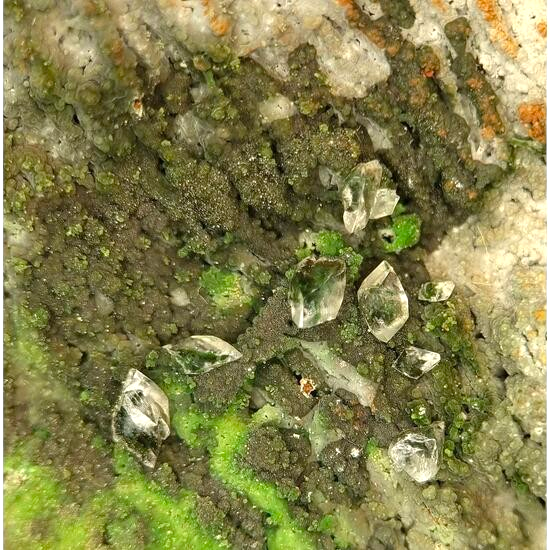 Conichalcite & Calcite - Ojuela Mine, Mexico