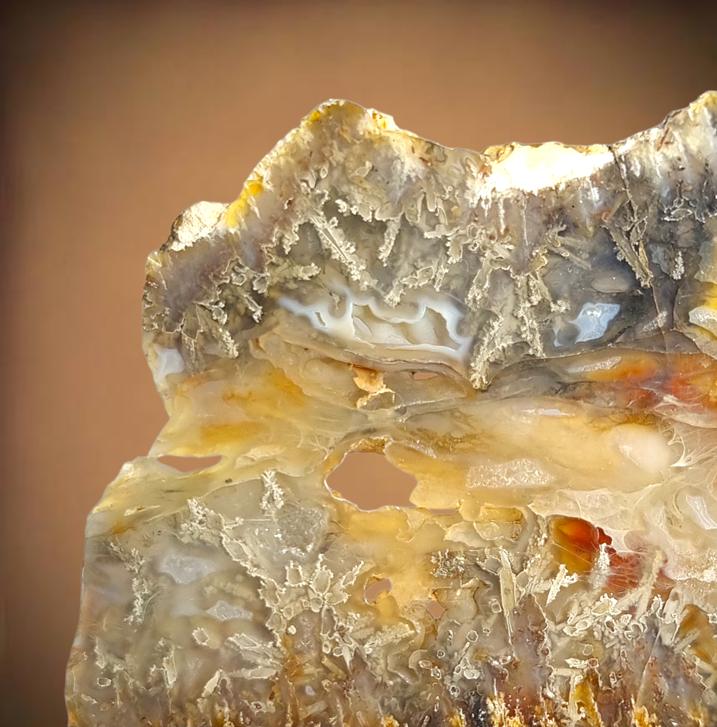 Native Arsenic, Realgar & Orpiment in Agate - Trent, Oregon
