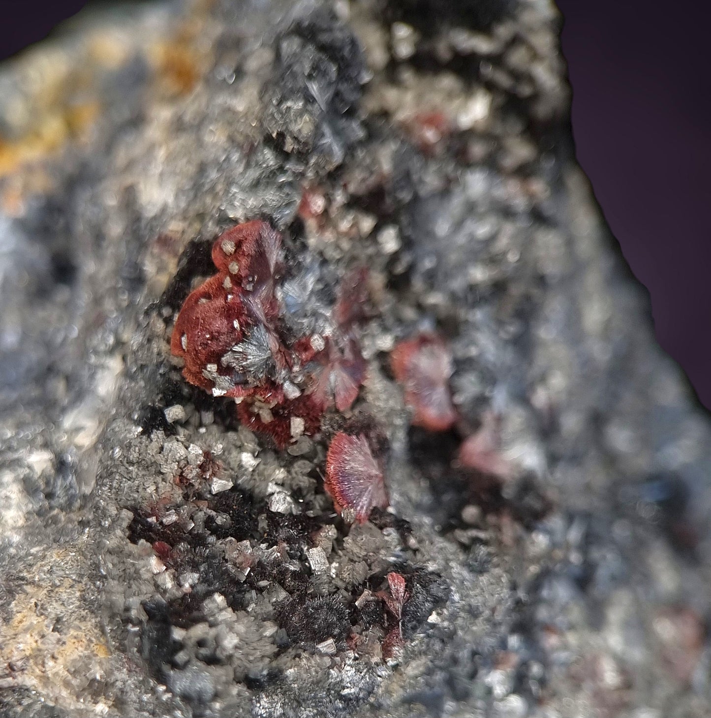 Kermesite, Stibnite, Valentinite - Lac Nicolet, Canada