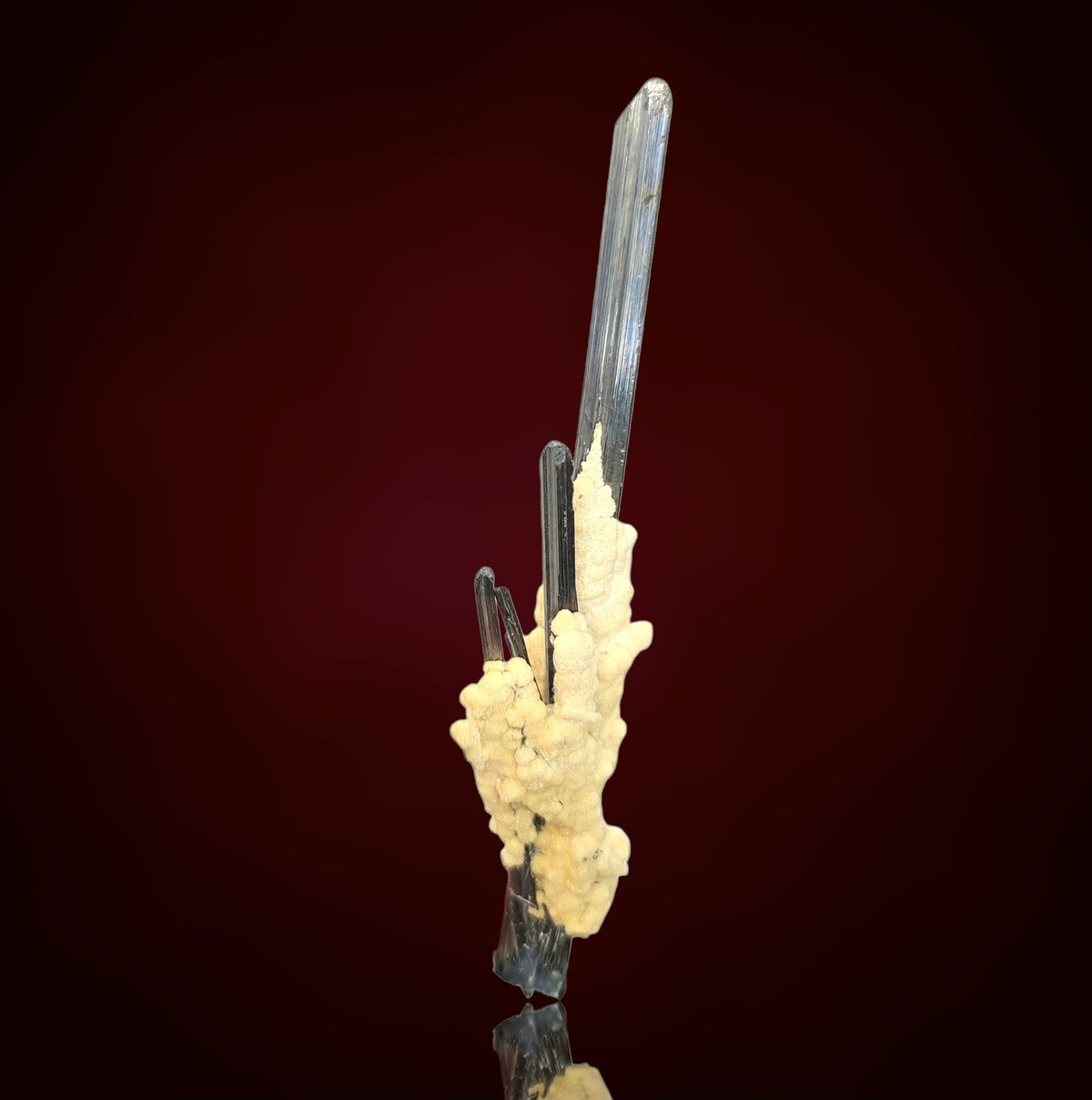 Stibnite, Calcite - Xikuangshan, China
