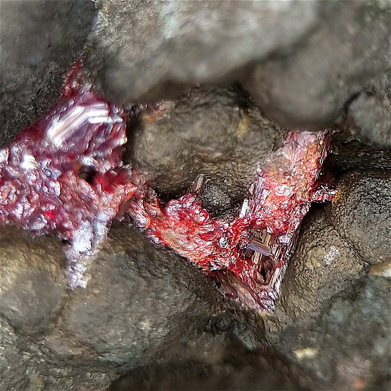 Proustite & Native Arsenic - Shaft 371, Hartenstein, Erzgebirge