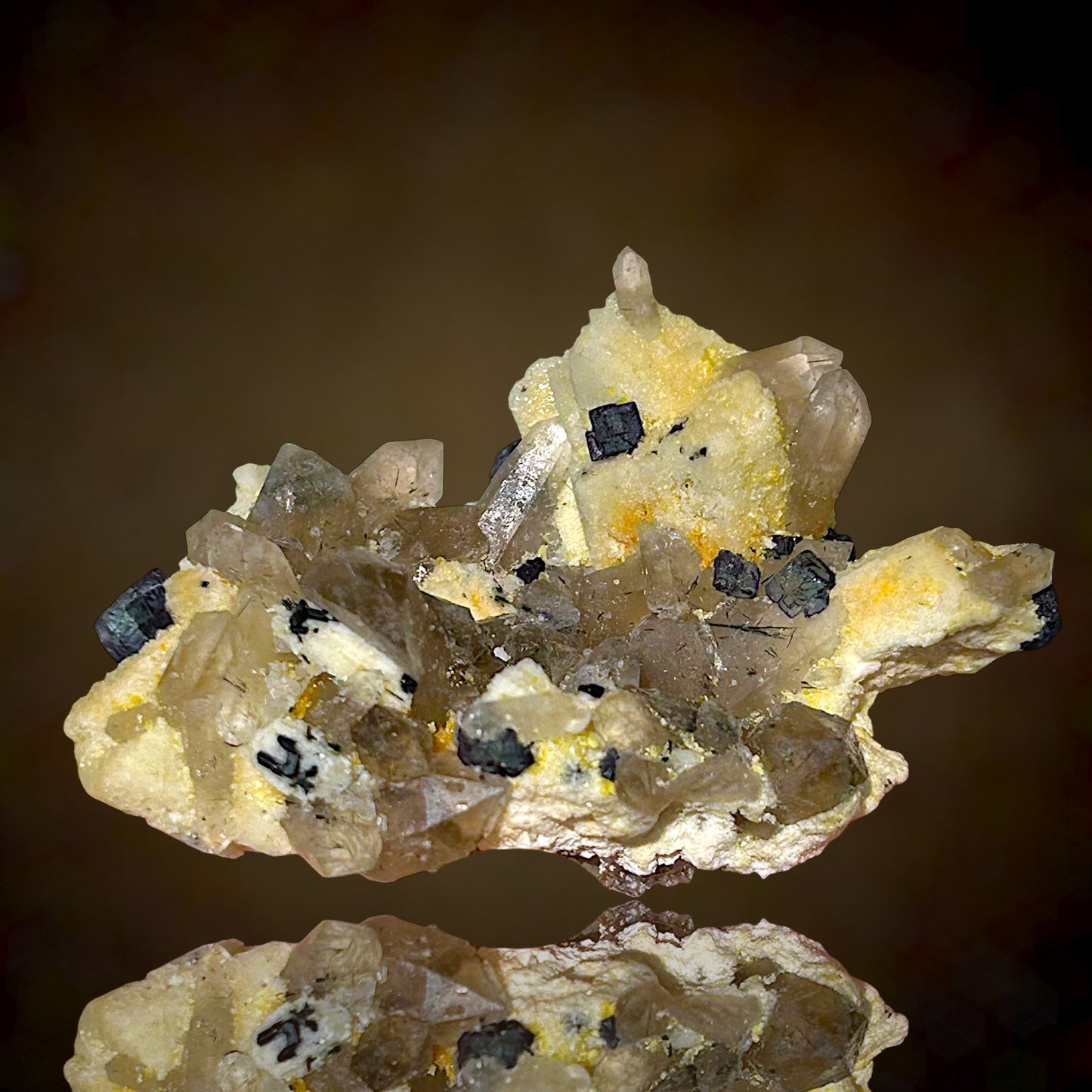Fluorite on microcline, Smokey Quartz - Erongo, Namibia