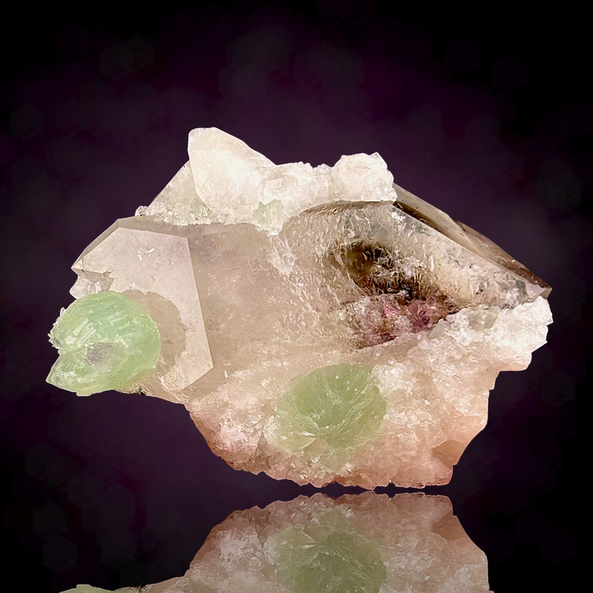 Amethyst DT, Prehnite, Apophyllite - Tafelkop, Namibia