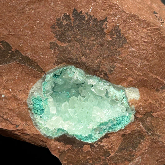 Calcite on Chrysocolla - Helgoland, German Bay