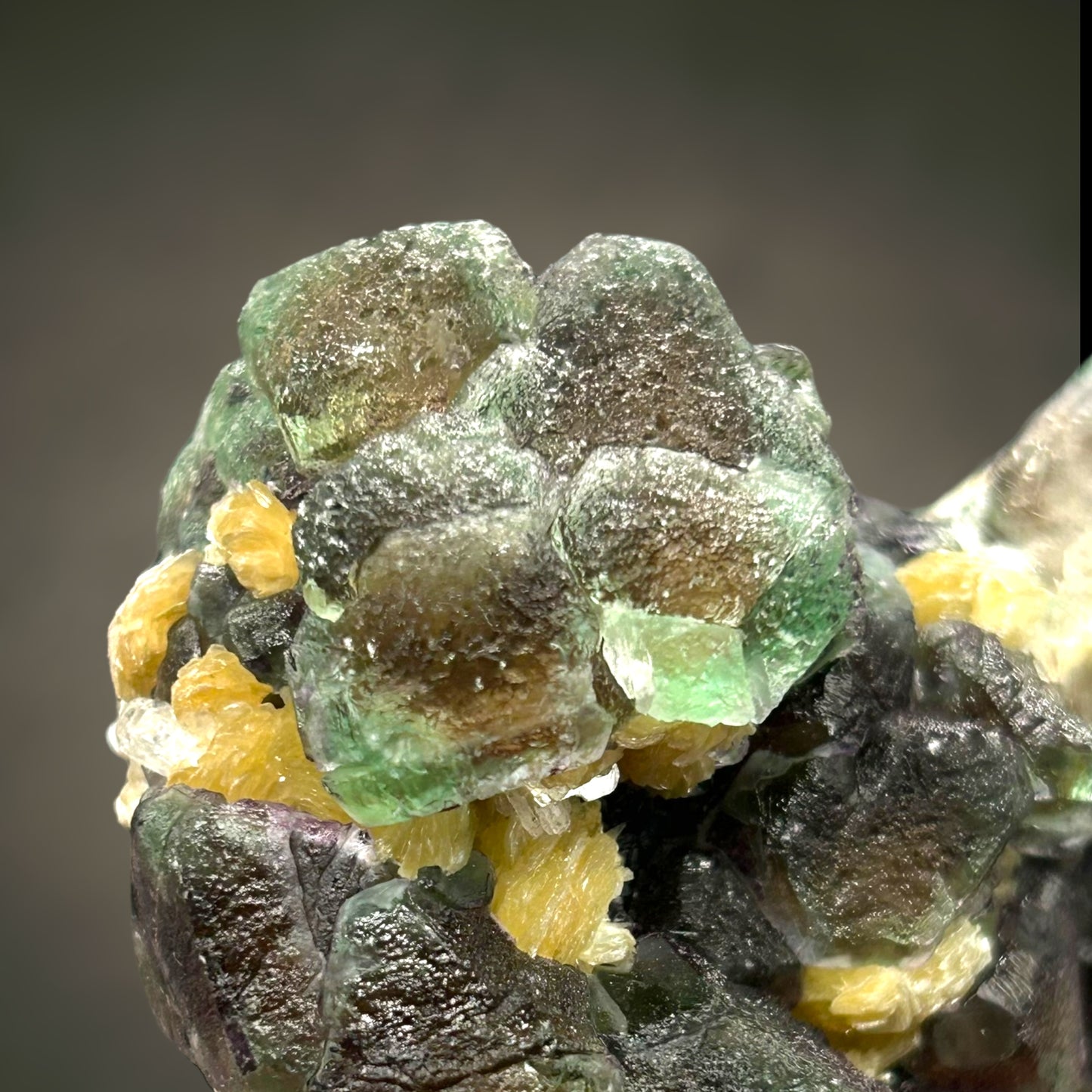 Fluorit, Zinnwaldit, Hyalit – Erongo, Namibia