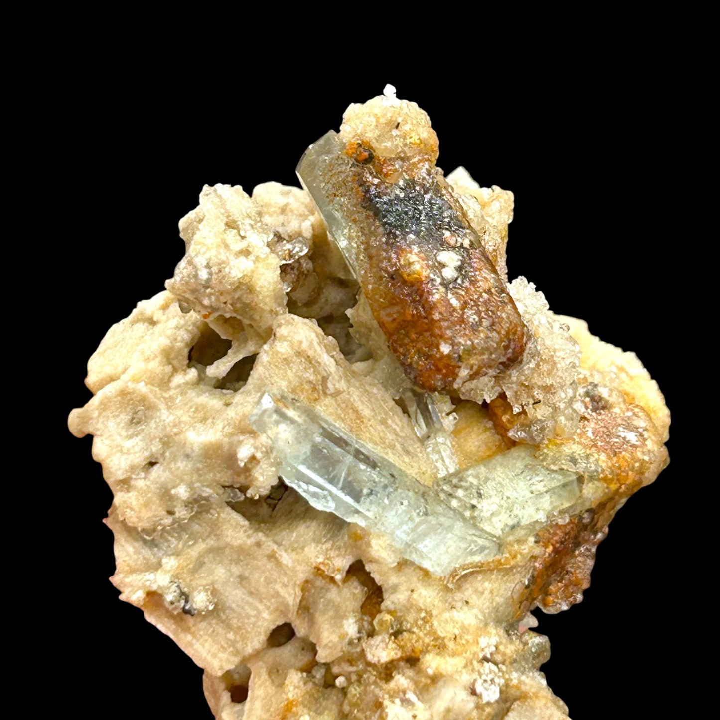 Hyalit, Aquamarin, Orthoklas - Erongo, Namibia