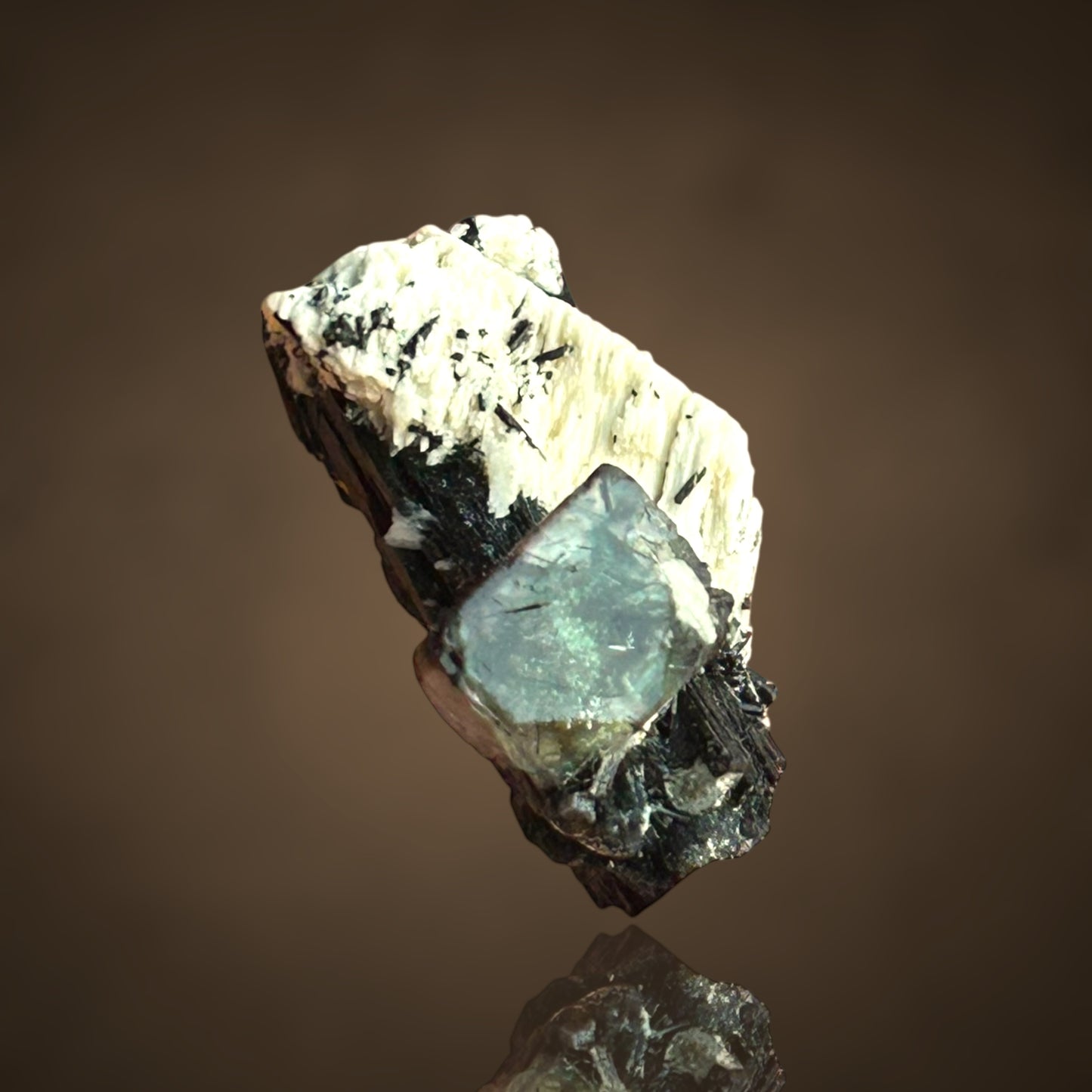 Fluorite on Tourmaline, Feldspar - Erongo, Namibia
