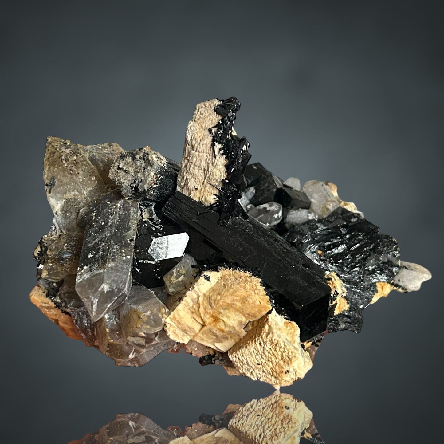 Schörl, Rauchquarz, Orthoklas – Erongo, Namibia