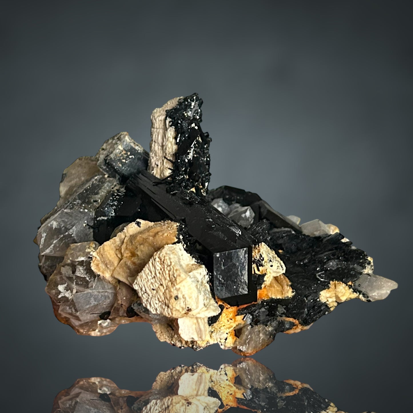 Schörl, Rauchquarz, Orthoklas – Erongo, Namibia